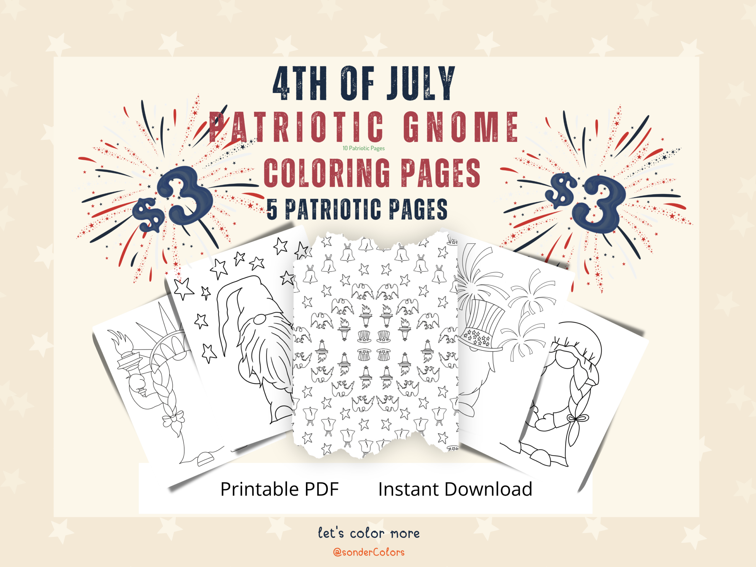 3 5 Patriotic Gnome Coloring Pages