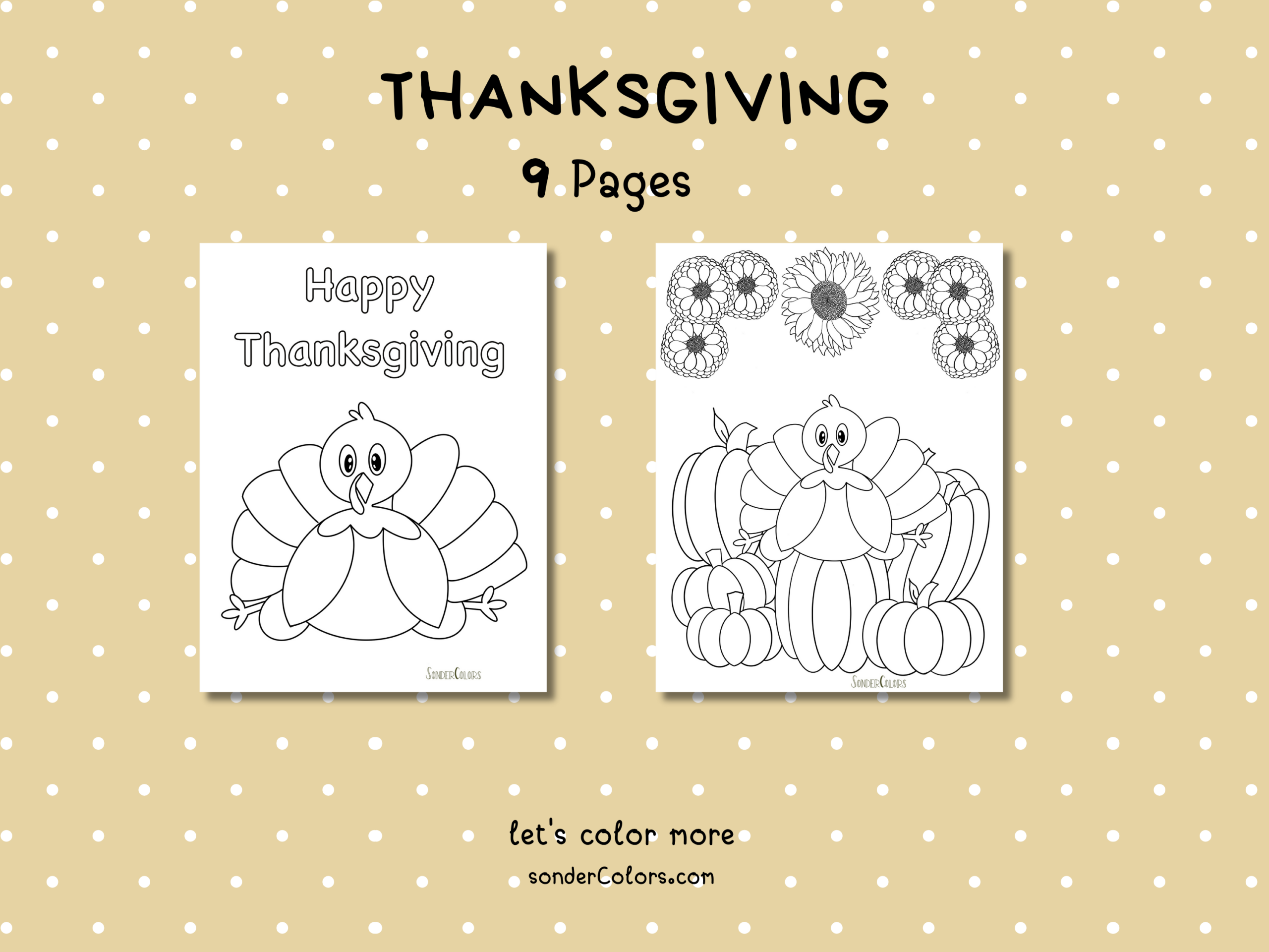 Thanksgiving - Coloring Pages Etsy Thanksgiving - Coloring Pages Etsy